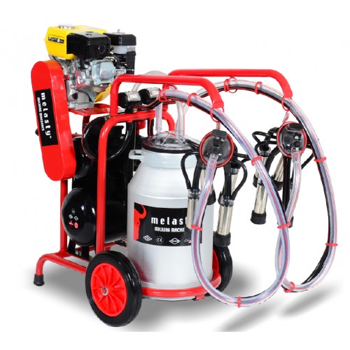 APARAT DE MULS VACI CU MOTOR TERMIC MELASTY, CU 2 POSTURI SI 1 BIDON DE ALUMINIU DE 40 LITRI