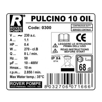 Filtru De Ulei Rover Pulcino 10 Oil, 10 Placi 20x10 Cm, 100-150 L/H, Pompa Inox