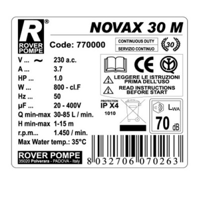 Pompa De Transvazare Rover Novax 30 M, 650 W, 5000 L/H
