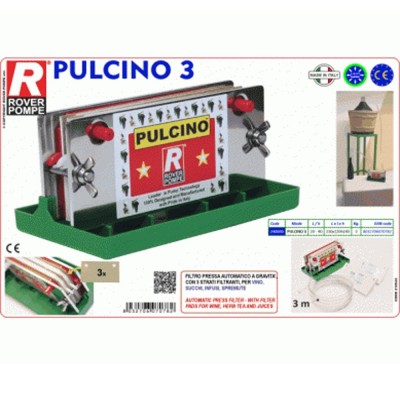 Filtru De Vin Manual Rover Pulcino 3, 3 Placi 20x10 Cm, 20-40 L/H