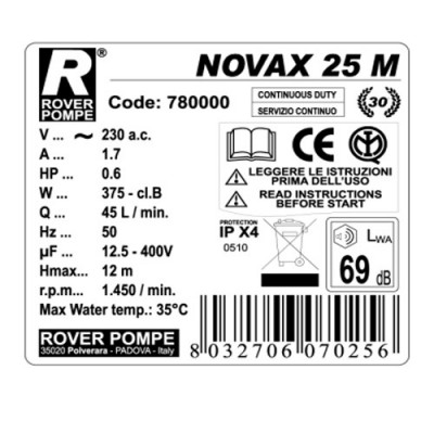 Pompa De Transvazare Rover Novax 25 M, 420 W, 2400 L/H